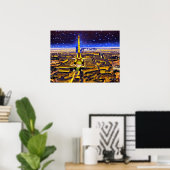 Eiffeltoren en Parijs onder de sterren Poster (Thuiskantoor)