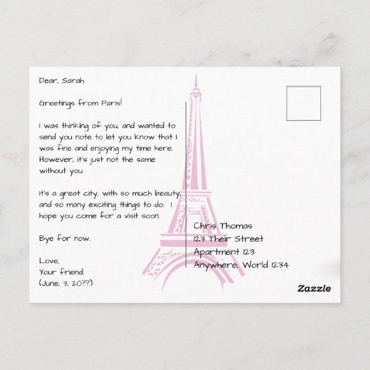 Eiffeltoren en Parijse daken Briefkaart (Achterkant)