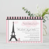 Eiffeltoren en Pink Poodle Vrijgezellenfeest Kaart (Staand voorkant)