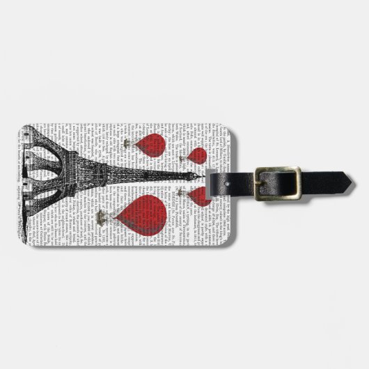 Eiffeltoren en Red Hot Air-ballonnen Bagagelabel (Voorkant horizontaal)