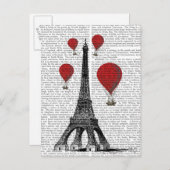 Eiffeltoren en Red Hot Air-ballonnen Briefkaart (Voorkant / Achterkant)