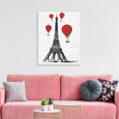 Eiffeltoren en Red Hot Air-ballonnen Canvas Afdruk (Insitu (Woonkamer))