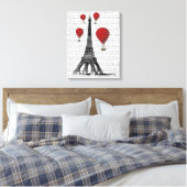Eiffeltoren en Red Hot Air-ballonnen Canvas Afdruk (Insitu (Slaapkamer))
