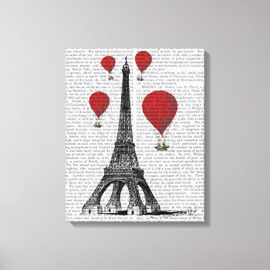 Eiffeltoren en Red Hot Air-ballonnen Canvas Afdruk (Voorkant)