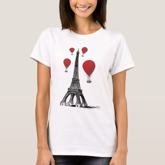 Eiffeltoren en Red Hot Air-ballonnen T-shirt (Voorkant)
