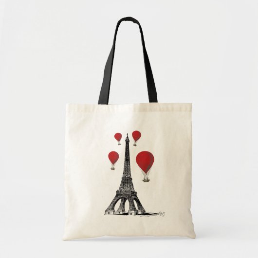 Eiffeltoren en Red Hot Air-ballonnen Tote Bag (Voorkant)