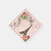 Eiffeltoren en roze rozen papieren servetten (Hoek)