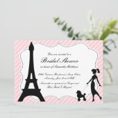 Eiffeltoren en roze Vrijgezellenfeest-uitzending Kaart (Staand voorkant)