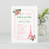 Eiffeltoren en Rozen Bridal Shower Kaart (Staand voorkant)