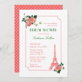 Eiffeltoren en Rozen Bridal Shower Kaart (Voorkant / Achterkant)