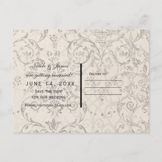 Eiffeltoren en -Rozen in Parijs Sla de datum op Aankondigingskaart (Achterkant)