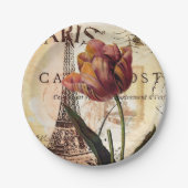 Eiffeltoren en tulp papieren bordje (Voorkant)