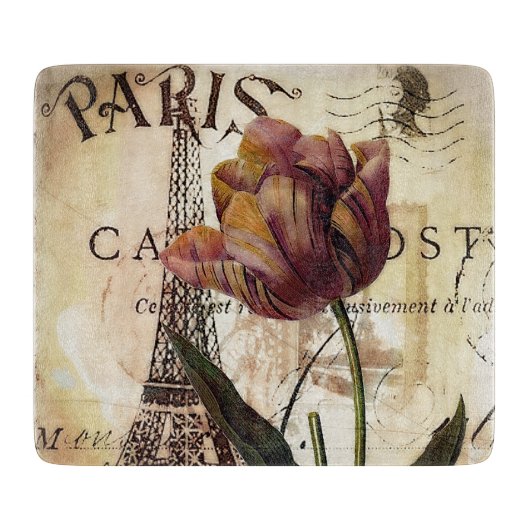 Eiffeltoren en tulpen snijplank (Voorkant)