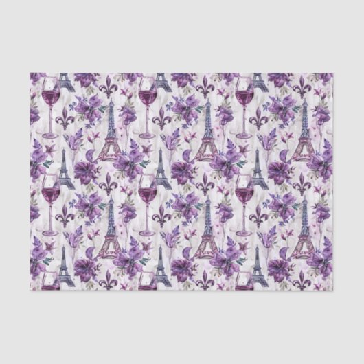 Eiffeltoren en wijn Waterverf Tissue Papier (Voorkant)