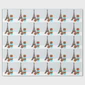 Eiffeltoren en winterkerst in Macarons Cadeaupapier (Vlak)