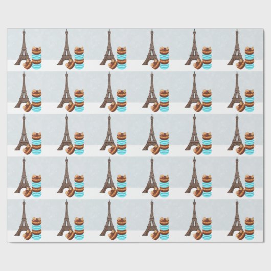 Eiffeltoren en winterkerst in Macarons Cadeaupapier (Vlak)