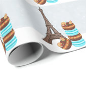 Eiffeltoren en winterkerst in Macarons Cadeaupapier (Rol Hoek)