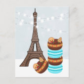 Eiffeltoren en winterkerst in Macarons Feestdagenkaart (Voorkant)