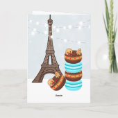 Eiffeltoren en winterkerst in Macaroons Feestdagen Kaart (Achterkant)