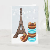 Eiffeltoren en winterkerst in Macaroons Feestdagen Kaart (Voorkant)
