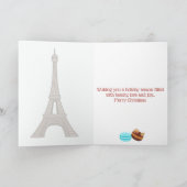 Eiffeltoren en winterkerst in Macaroons Feestdagen Kaart (Binnen)