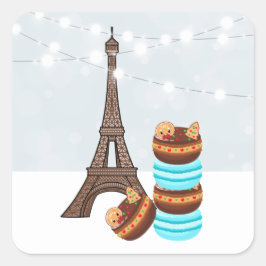 Eiffeltoren en winterkerst in Macaroons Vierkante Sticker