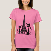 Eiffeltoren en zwarte katten T-shirt (Voorkant)