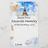 Eiffeltoren Favoriete herinnering aan het meisje v (Voorkant)