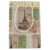 Eiffeltoren Floral Paris  Gold Script Medium Cadeauzakje (Voorkant)