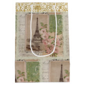 Eiffeltoren Floral Paris  Gold Script Medium Cadeauzakje (Achterkant)