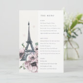  Eiffeltoren - Floral Weddenschapskaart Bedankkaart (Staand voorkant)