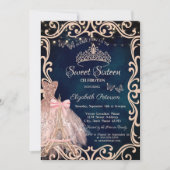 Eiffeltoren Frame Jurk Glitter Vlinder Blauw Kaart (Voorkant)