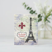 Eiffeltoren Frankrijk Save the Date Briefkaart (Staand voorkant)