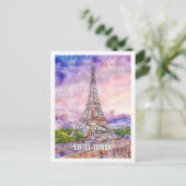 Eiffeltoren Frankrijk Travel Place Waterverf Briefkaart (Staand voorkant)