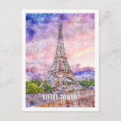 Eiffeltoren Frankrijk Travel Place Waterverf Briefkaart (Voorkant)