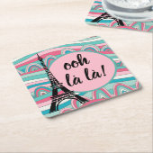 Eiffeltoren Frans Ooh la la!/ Monogram Kartonnen Onderzetters (Schuin)