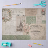 Eiffeltoren  Frans script Ephemera Floral Tissuepapier (Craft)