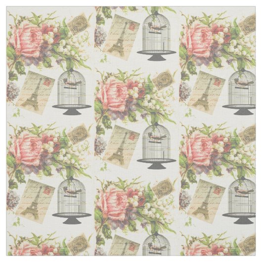Eiffeltoren Frans Thema Vintage Paris Stof (Swatch)