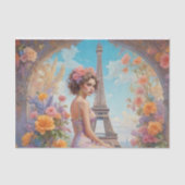 Eiffeltoren Frans Vrouw Bloemen Decoupage Papier (Voorkant)