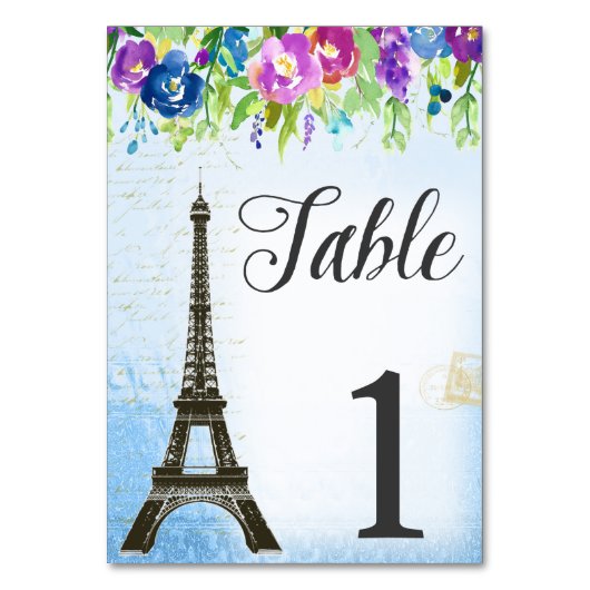 Eiffeltoren Franse thema tafel kaarten (Voorkant)