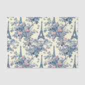 Eiffeltoren Franse Toile de Jouy Blue Decoupage Tissuepapier (Voorkant)