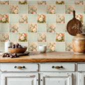 Eiffeltoren Franse Vintage Bloemen Roze Decoupage Tegeltje