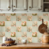 Eiffeltoren Franse Vintage Bloemen Roze Decoupage Tegeltje