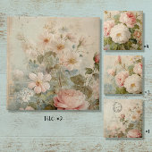 Eiffeltoren Franse Vintage Bloemen Roze Decoupage Tegeltje