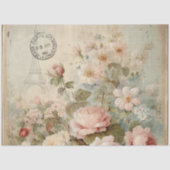 Eiffeltoren Franse Vintage Bloemen Roze Decoupage Tissuepapier (Voorkant)