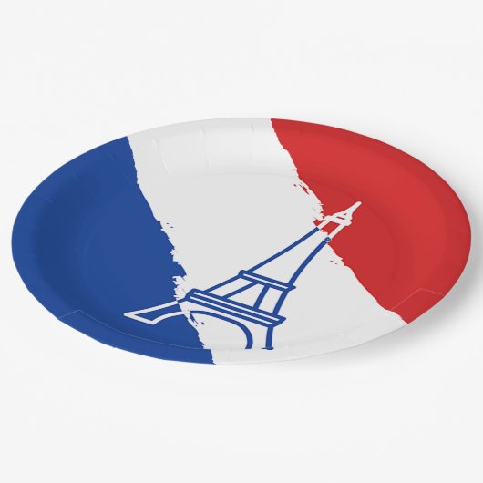 Eiffeltoren Franse vlag kleuren Papieren Bordje (Gekanteld)