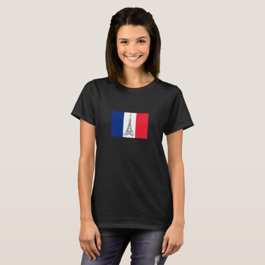 Eiffeltoren Franse vlag T-Shirt (Voorkant volledig)