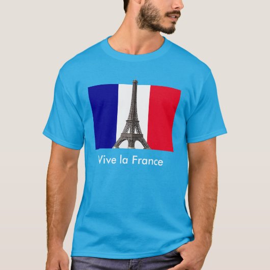 Eiffeltoren Franse vlag Vive la France Unisex T-shirt (Voorkant)