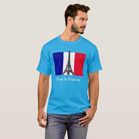 Eiffeltoren Franse vlag Vive la France Unisex T-shirt (Voorkant volledig)