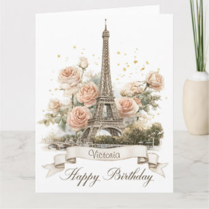 Eiffeltoren "Gefeliciteerd" met aangepaste naam Kaart